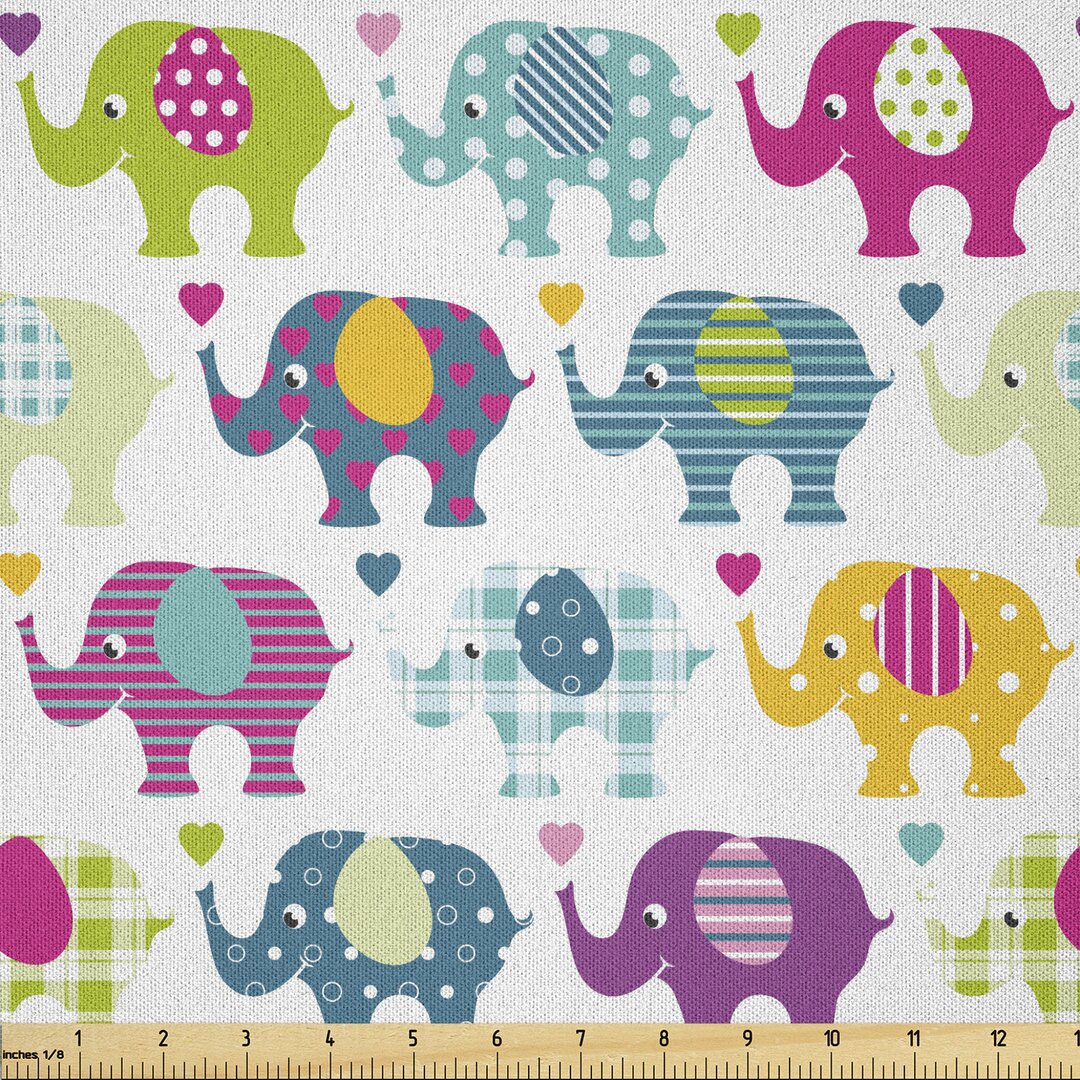 Stoff als Meterware, Plaid Tartan Polka, Elephant Nursery, Mehrfarbig