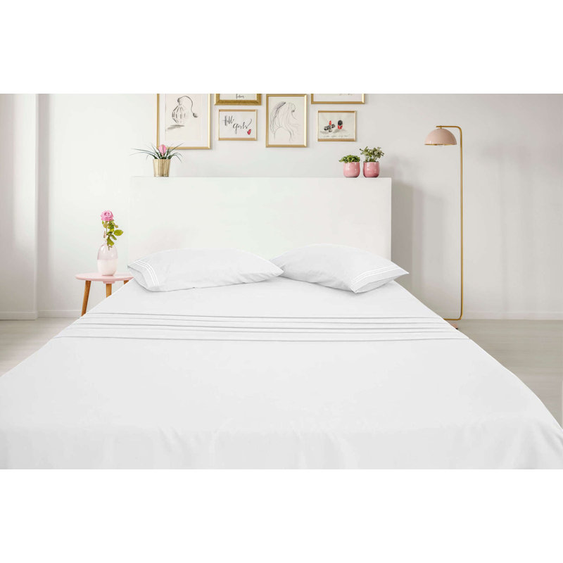 Ensemble de draps Greeny Green Luxury, Taie d'oreiller taille double, Blanc