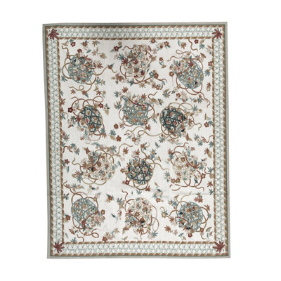 Tapis ivoire et beige noué à la main de haute qualité