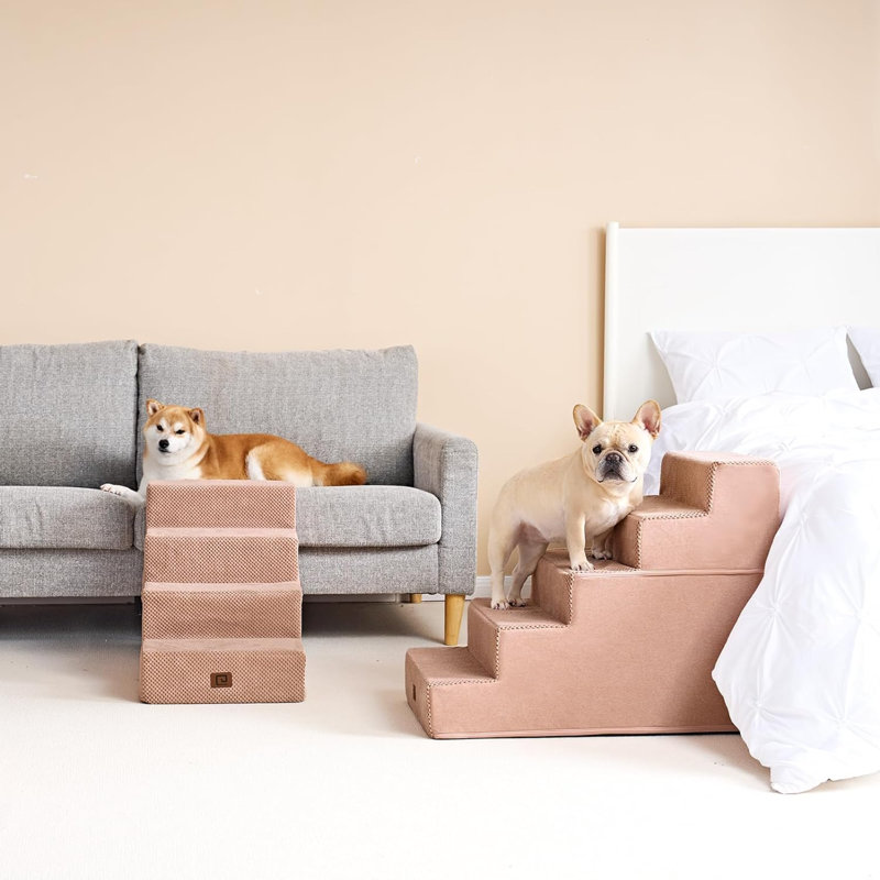 Escalier pour animal 3 marches Emalee, Petit (H 18 po x l 15 po x P 24 po), Rose