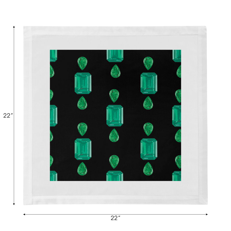 Gem Emeralds Cotton Sateen Dinner Napkins, Black