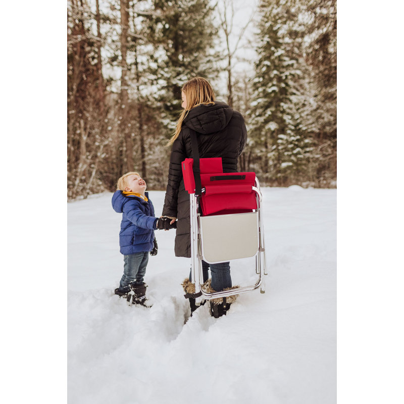 Red Aluminum Portable Camping Chair with Side Table
