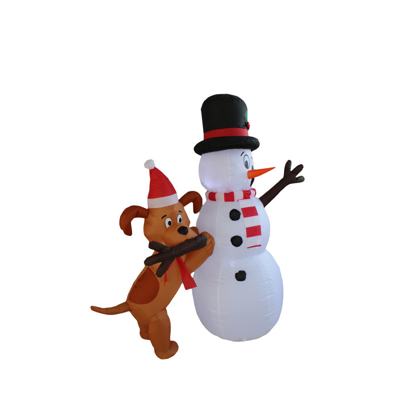 Chiot et bonhomme de neige animés gonflables