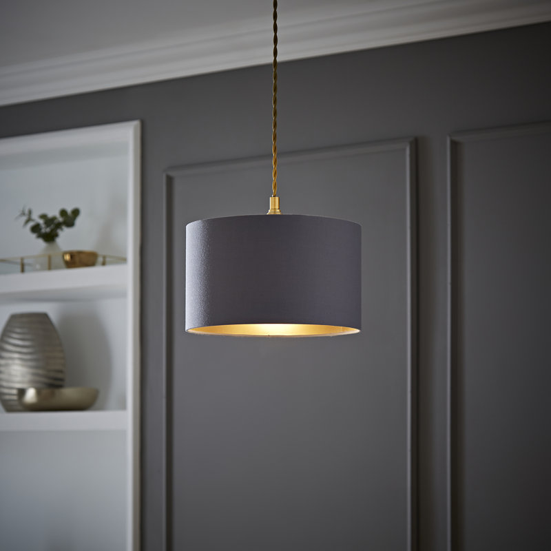 Swadha 15cm H Linen Blend Lamp Shade in Grey