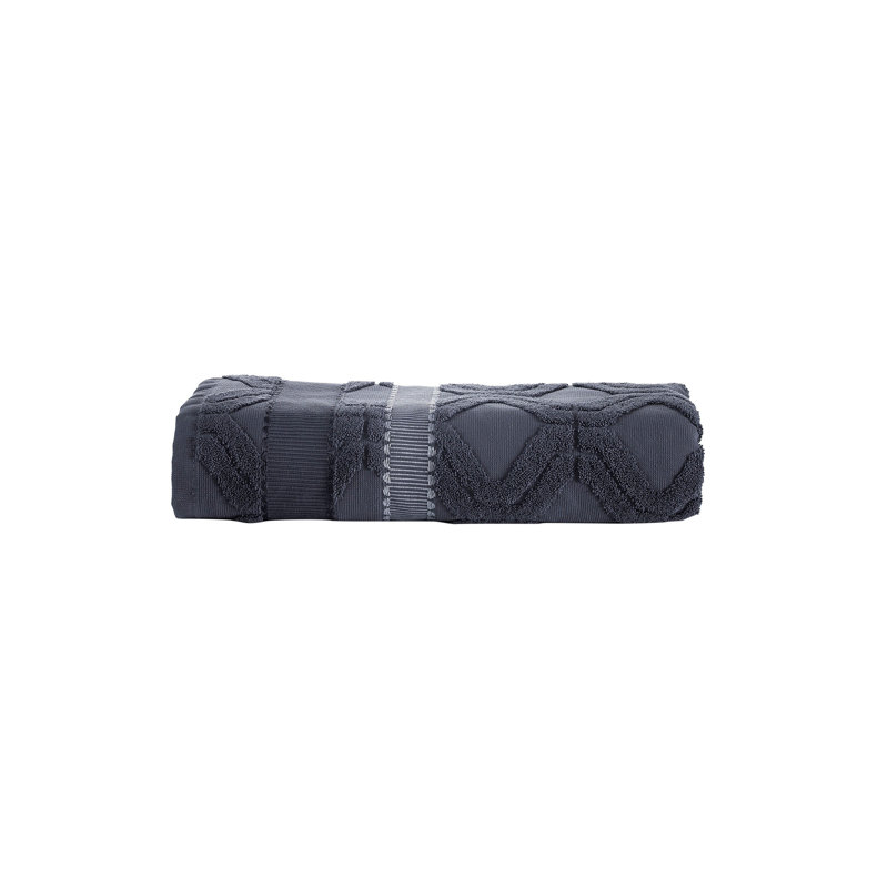 Turkish Cotton Plush Jacquard Bath Towel, Anthracite