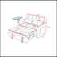 Canapé-lit en velours gris avec causeuse et table d'appoint-409458318-409458317