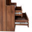 Armoire de rangement haute et étroite avec porte en verre cannelé, 2 tablettes ouvertes et 2 tiroirs, meuble de rangement autoportant en noyer