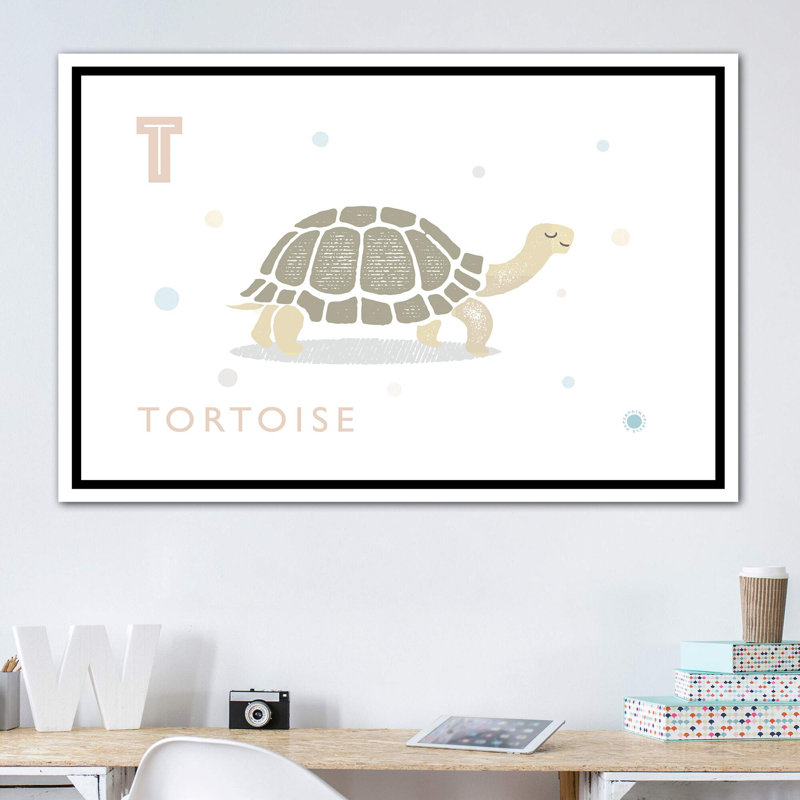 Tortue - imprimé, H 40 po x l 60 po x 1,5 po, Toile blanche encadrée, Aucun mat