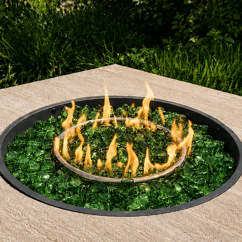 Verre carré réfléchissant pour foyer d'extérieur de forme carrée, Vert, 10 lb