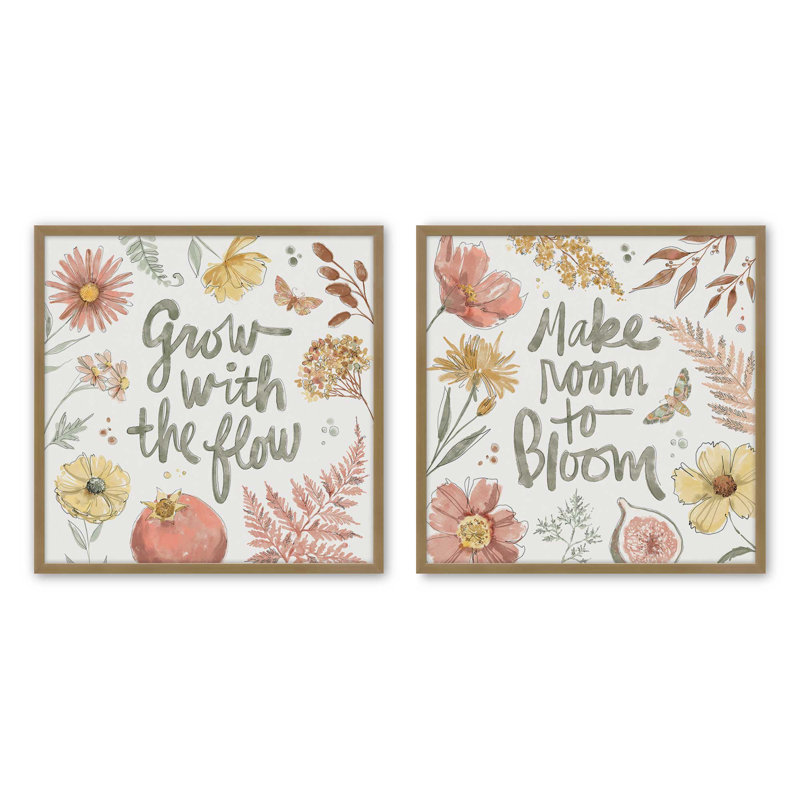 Ensemble de 2 pièces d'encouragement «Botanical Encouragement», Or brossé, H 17,75 po x l 17,75 po
