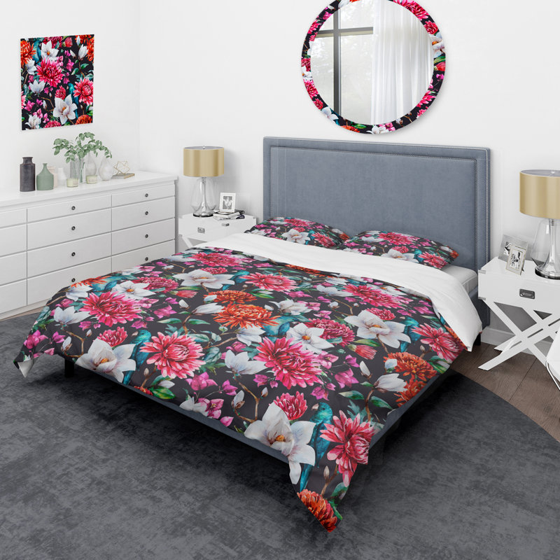 Fleurs multicolores - Ensemble de housse de couette Cabin & Lodge, Housse de couette simple + 1 taie décorative stan