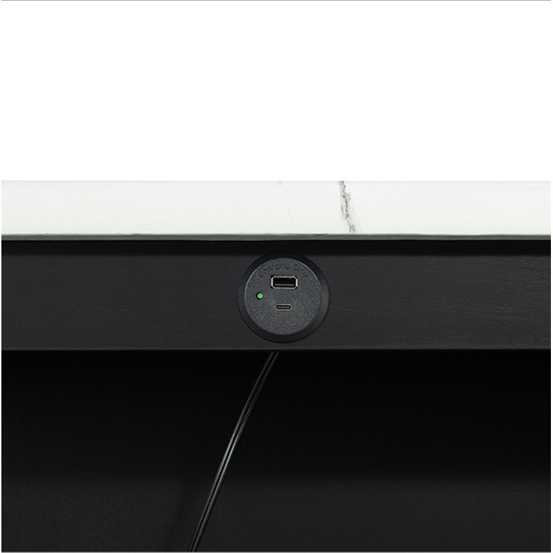 Ensemble de table de salle à manger noir avec tablettes latérales et tabourets ultra-brillants 3 pièces