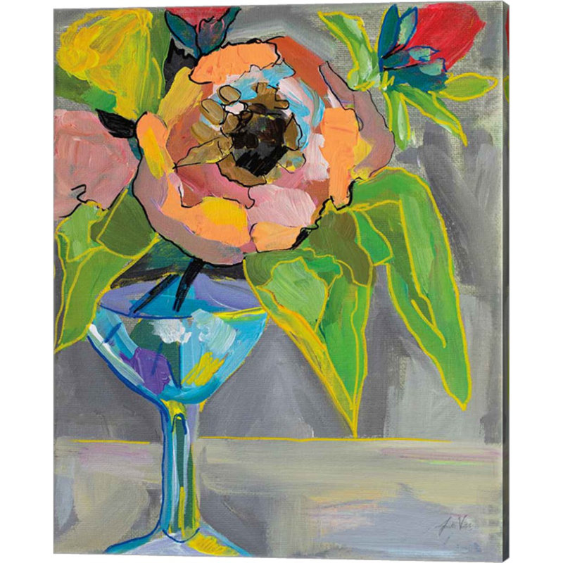 «Cup of Wine & Half Fun» par Jeanette Vertentes, art sur toile (ensemble de 2)