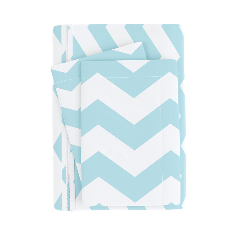 Turquoise Geometric Microfiber Twin/Twin XL Duvet Cover Set