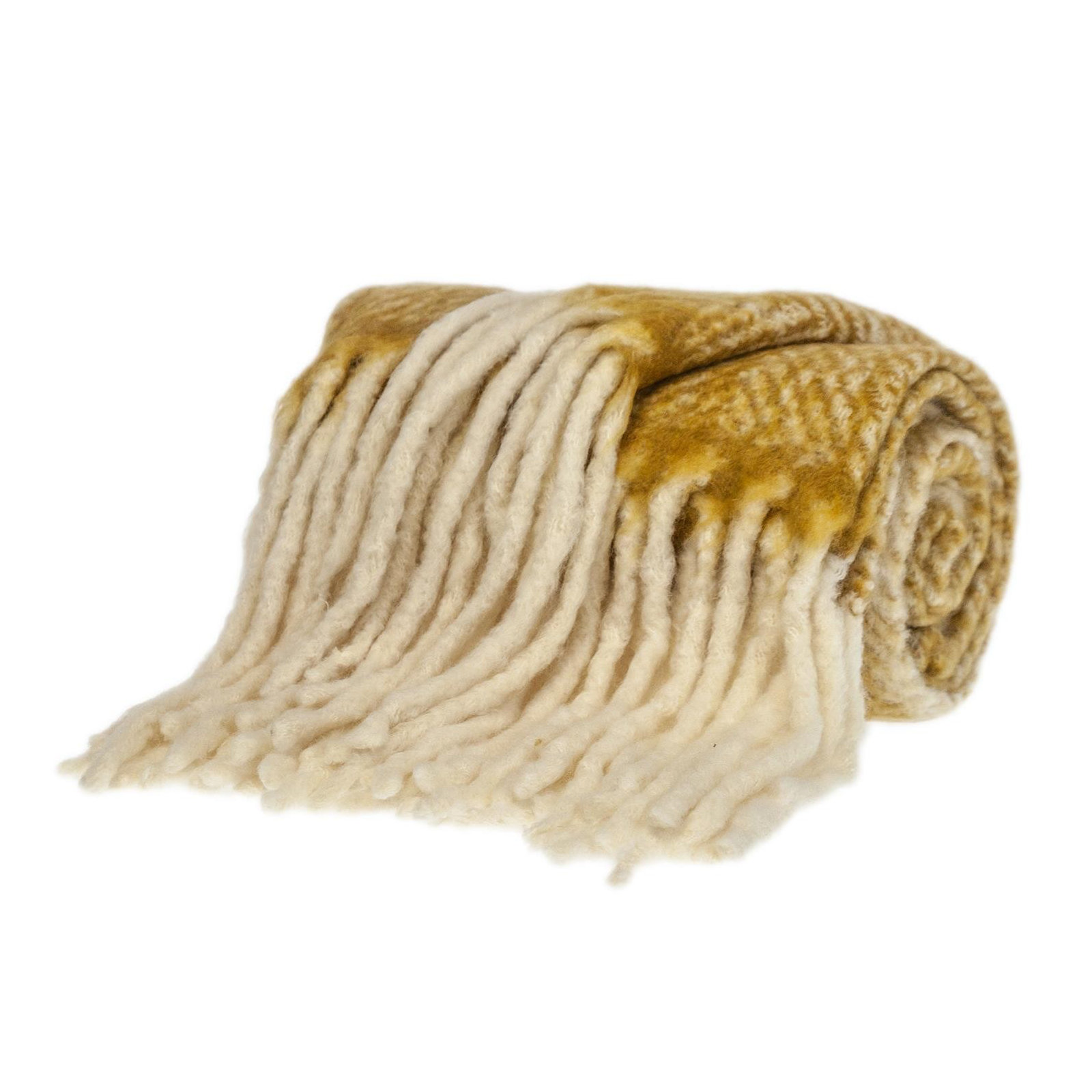 Ixia Wool Blend Knitted Throw Blanket, Mustard