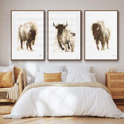 " Rustic Bison I " 3 - Pieces