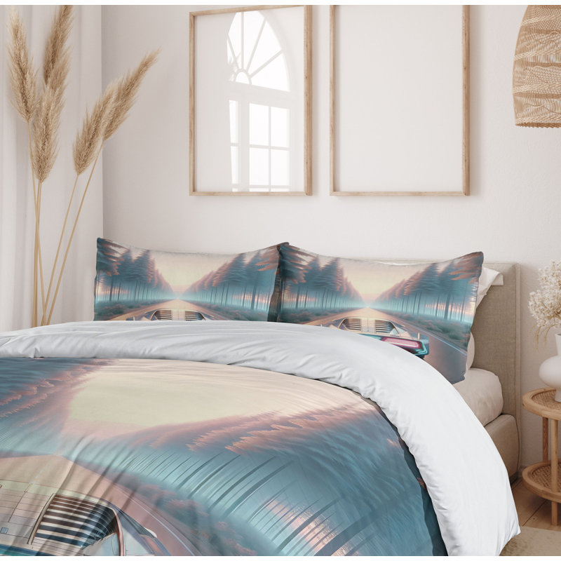 Retrowave Duvet Cover, King Duvet Cover + 2 Standard Shams
