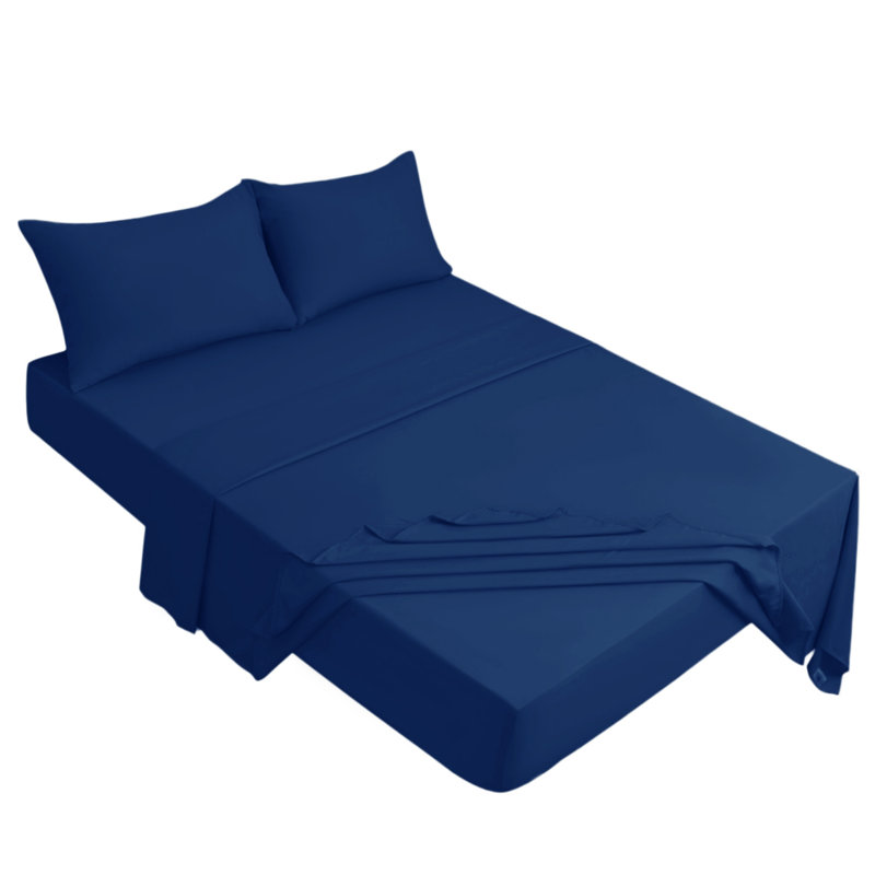 Meliah Microfibre Brushed Fitted Bed Sheet, Navy Blue, Double (4'6)