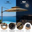 Parasol de patio en porte-à-faux 11 pi avec lumières Wasif-130451494