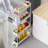 Slim Storage Cart 4 Tier,Bathroom Storage Organizer Rolling Utility Cart, Mobile Shelving Unit Slide Out Storage Cart, White