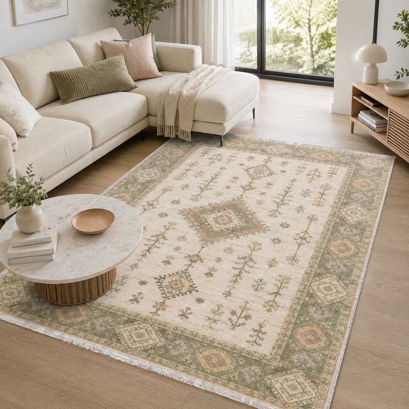 Oriental Cotton and Chenille Flatweave Area Rug, 200 x 300 cm