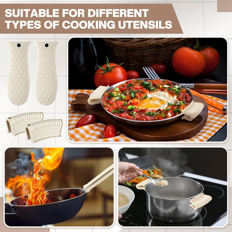 Ensemble de 8 supports à casseroles en silicone avec couvercle en fonte résistant à la chaleur