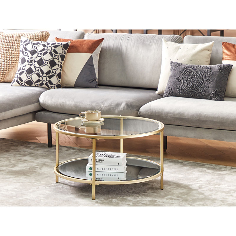Hesiodos Frame Coffee Table with Storage, Gold