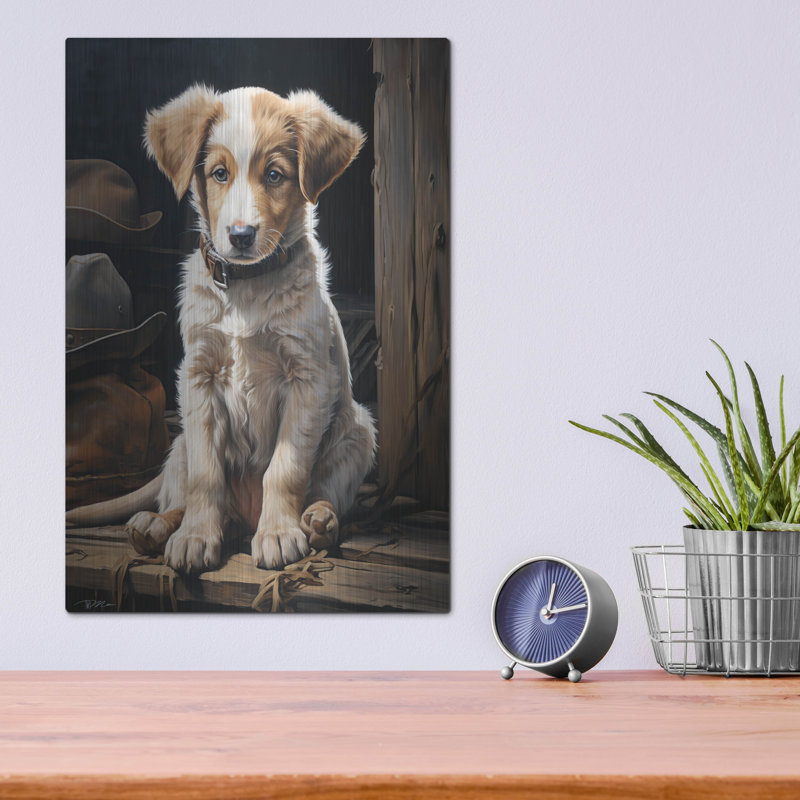 «The Cowboys Puppy Dog» par Momart, art mural en métal, H 16 po x l 12 po