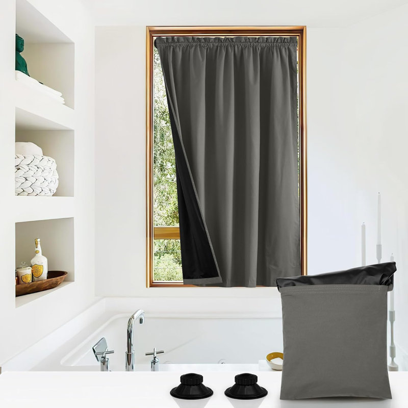 NICETOWN 100% Blackout Portable Curtains with Suction Cups, Lightweight Travel Curtains Easy to Catch & Install Window Treatments Thermal Insulated Blinds for Baby/Bedroom, 1 Panel