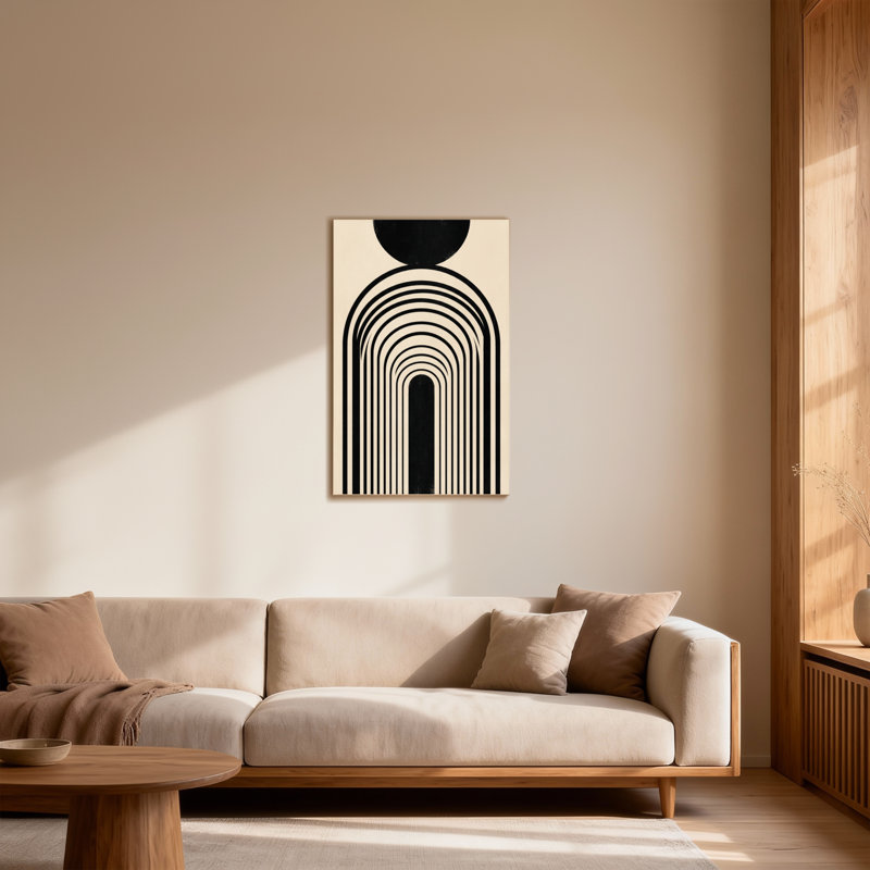 Motif d'arche géométrique noir et crème tendance, H 16 po x l 24 po