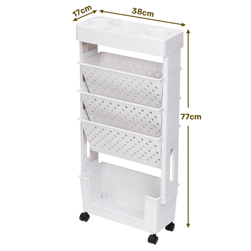 Gamaliel 77cm H x 38cm W Utility Cart with Wheels, White