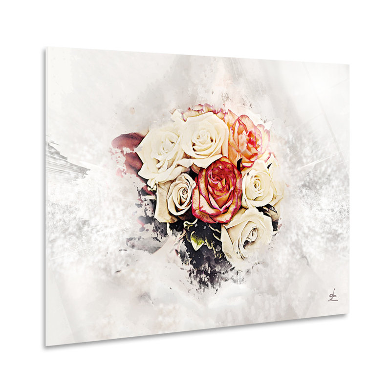 Abstract Flowers Roses by Giallobus - No Frame Painting on Plastic / Acrylic, 65cm H x 95cm W