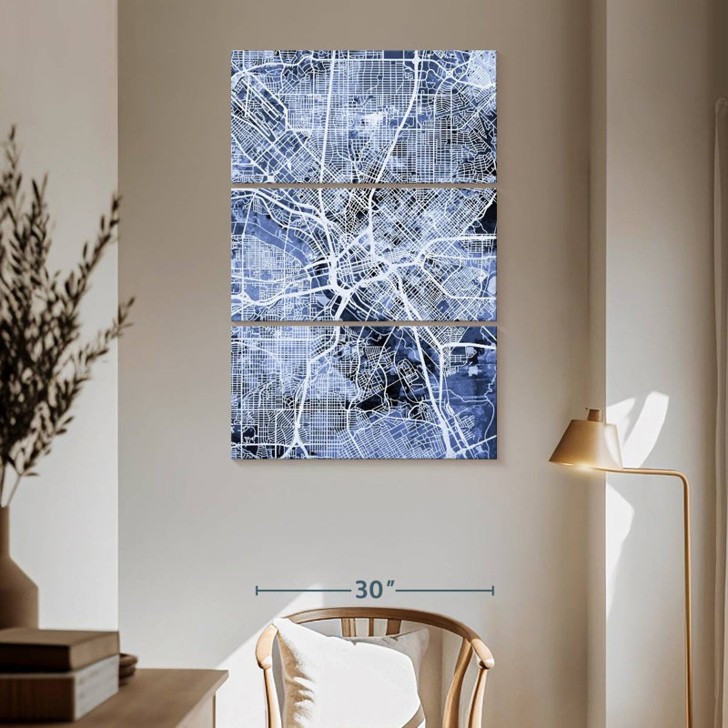 Aliaz Dallas Texas City Map III, 65" H x 42" W