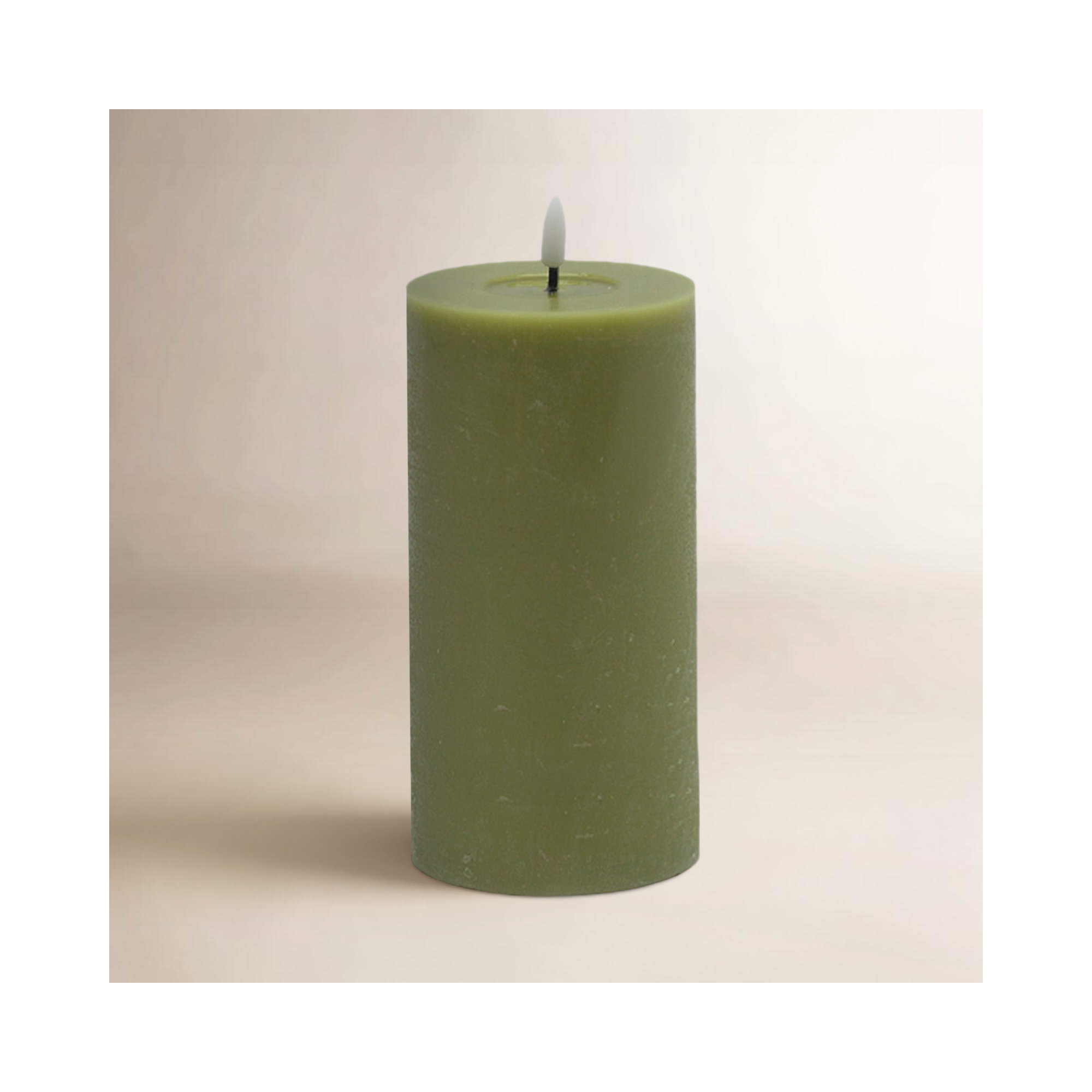 Large Flameless Pillar Candle, Green