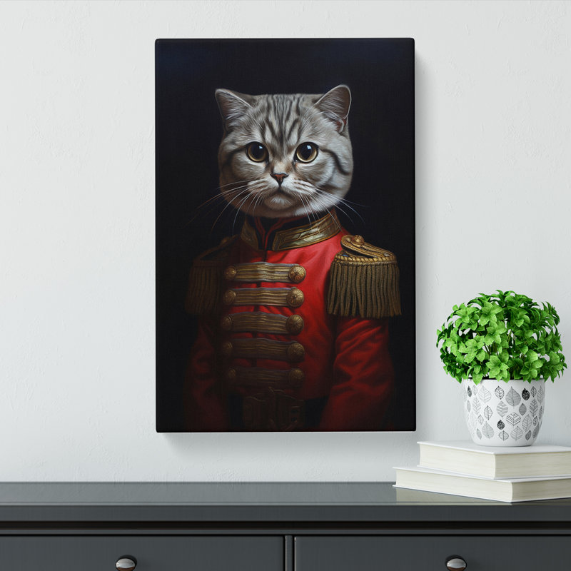 Cat Neo-Plasticism Art No.2 - Wrapped Canvas, 60cm H x 40cm W x 3cm D