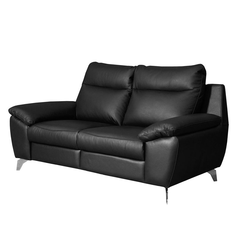 Edelweiss 2 Seater Genuine Leather Sofa, Black