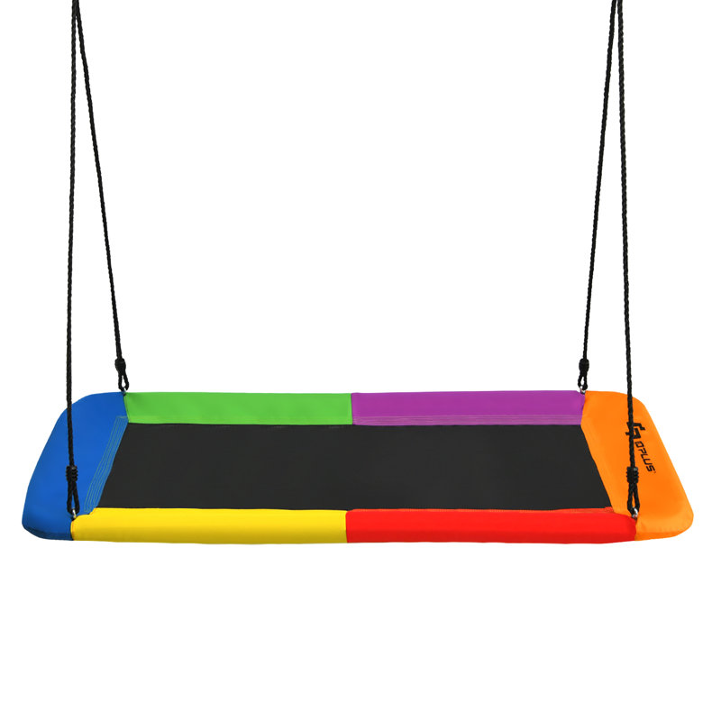 Blue Elephant Metal Standing Swing Swing Seat with Mounting Hangers and Chains, Yellow/Red/Green