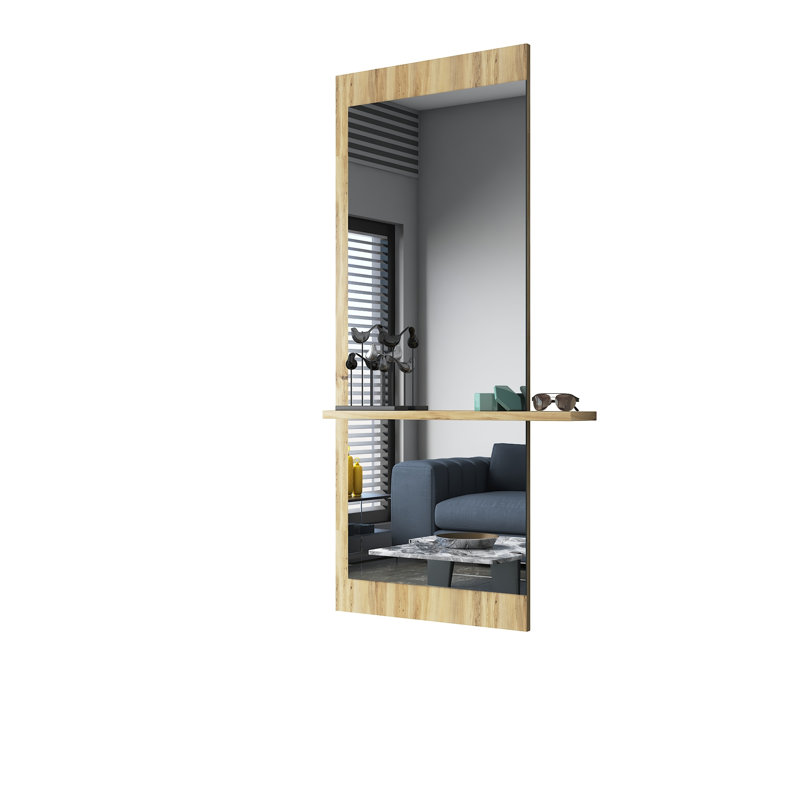 Epling Wood Flat Wall Mirror, Natural
