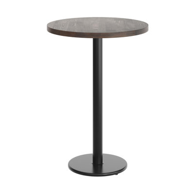Round Solid Wood Commercial Tabletop with Round Bar Height Base