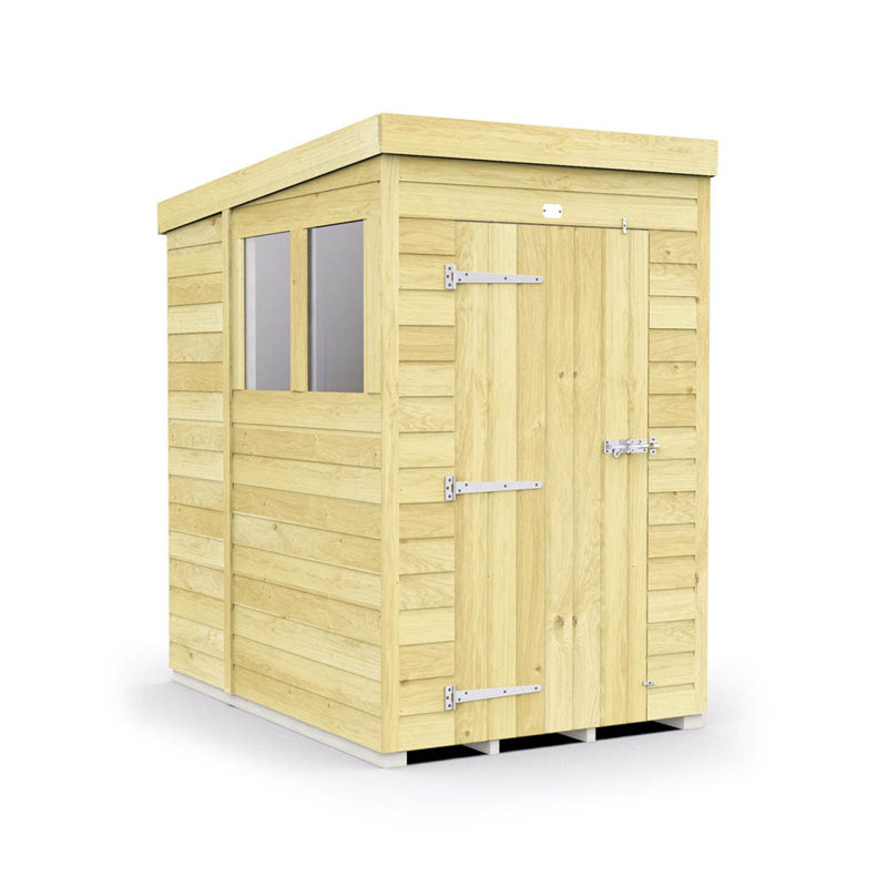 Pent Shed - Single Door with Windows, 6ft W x 4ft D