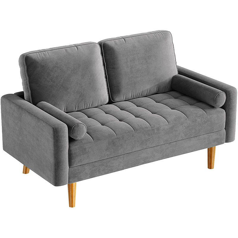 Delicat 58.46'' Velvet Loveseat, Gray Velvet