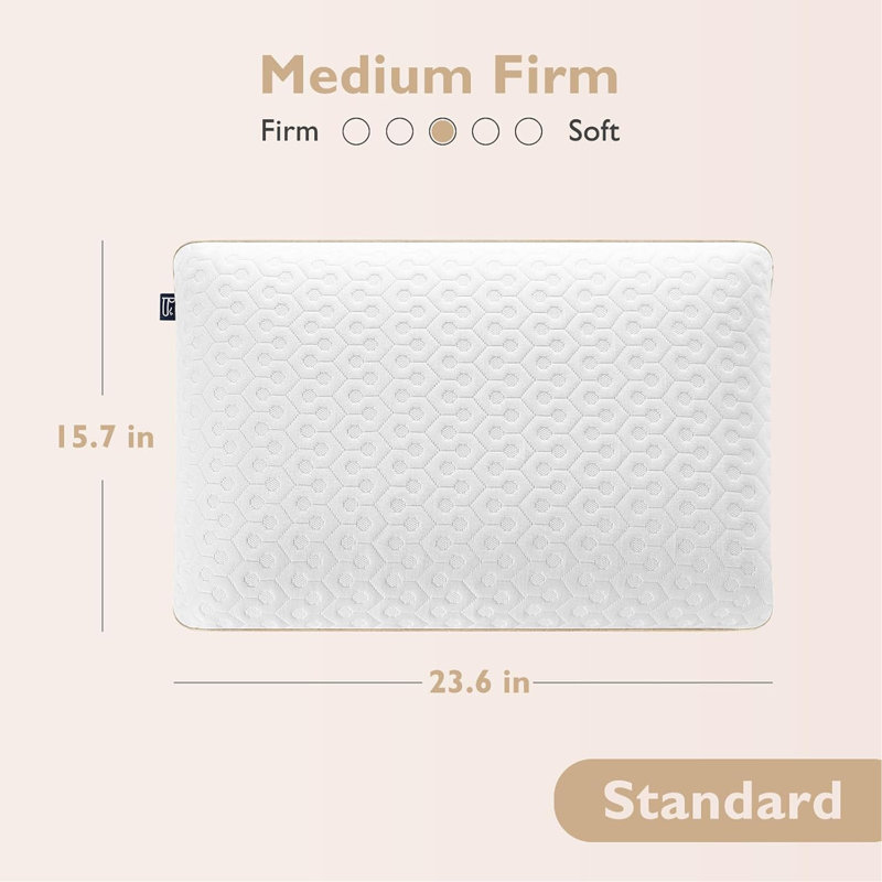 Oreiller en mousse viscoélastique imprégnée de gel de taille standard - Oreillers mi-ferme avec housse respirante et lavable - Dormeurs pour le dos et le ventre, Certipur-US Comfort (blanc)