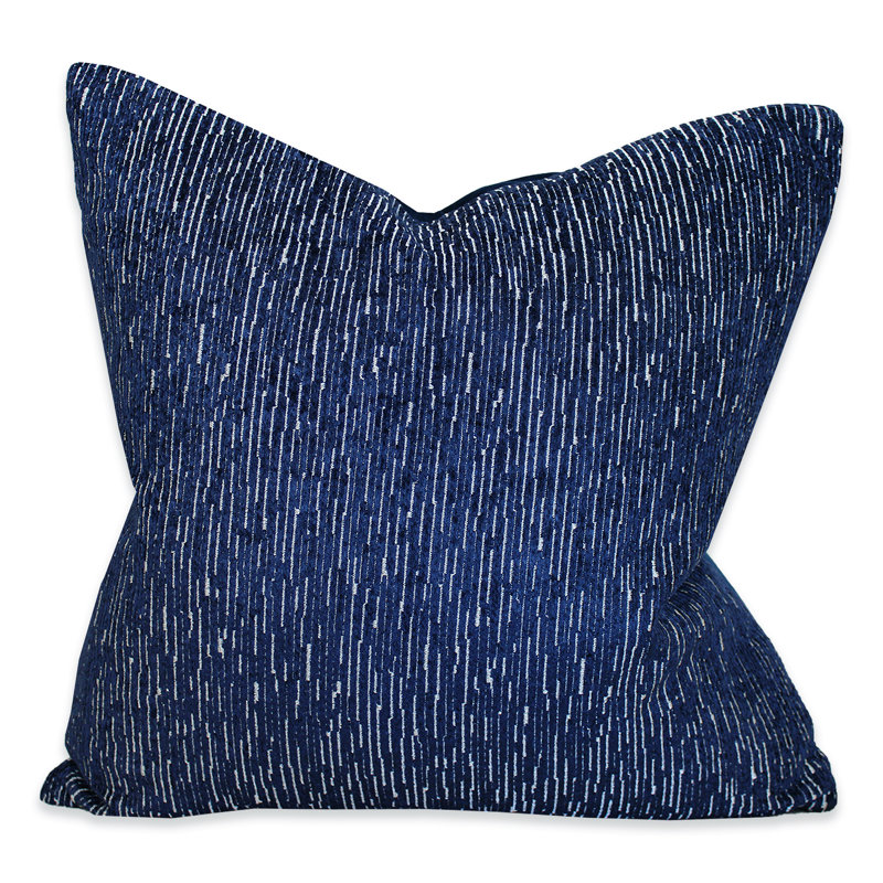 Striped Feather Throw Pillow, Navy