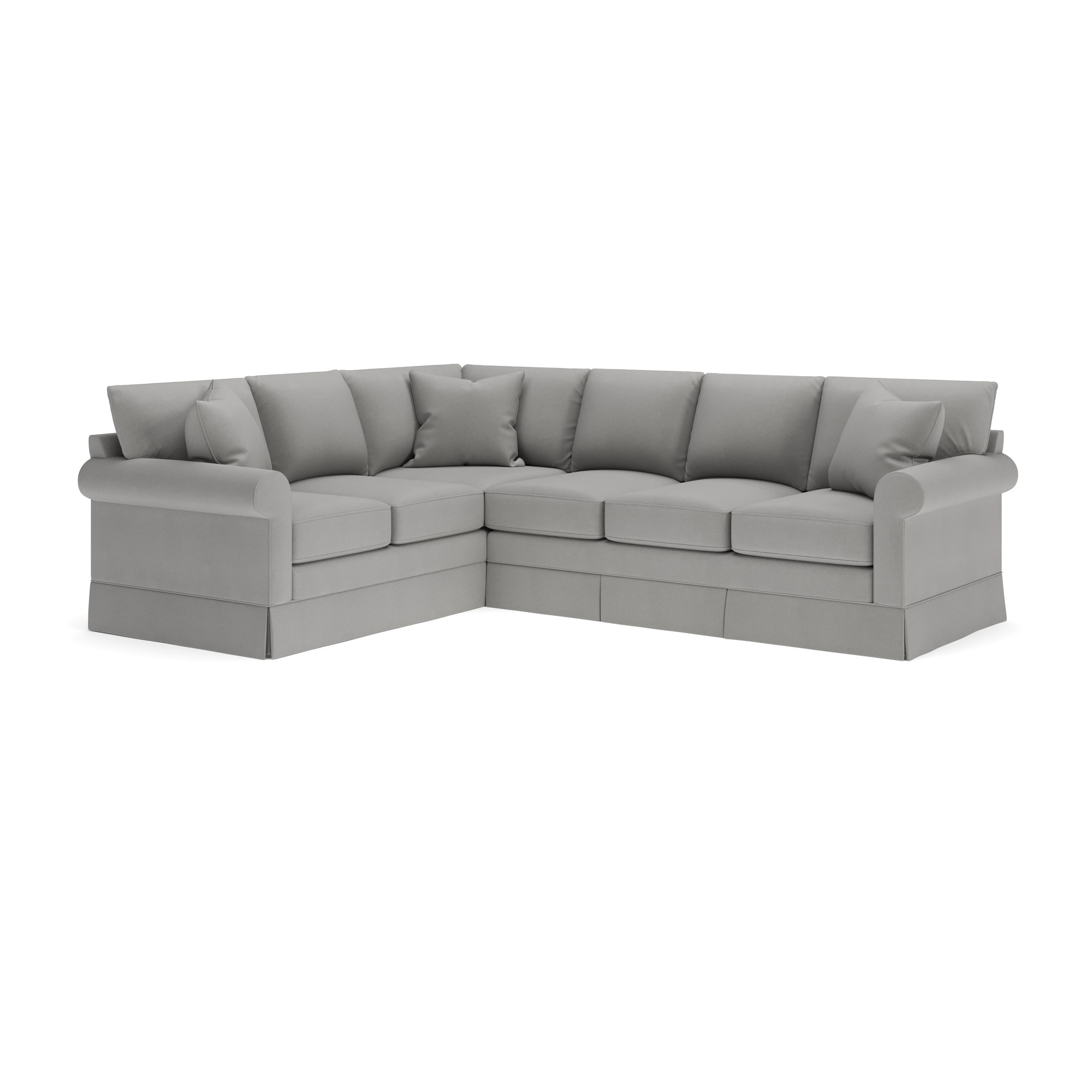 Friedman Upholstered L-Sectional, Left Hand Facing, Bayou Light Gray Canvas