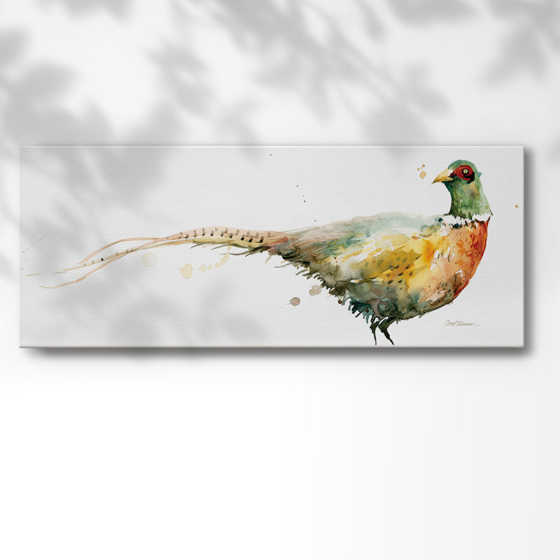 Récolte de faisans sur toile, H 12 po x l 30 po x P 1,5 po