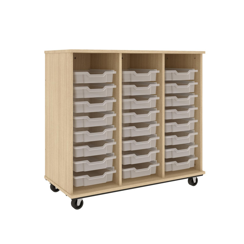 Rangement mobile de classe ouverte à 3 bacs - (24) bacs de 3 po, Palmeraie orange