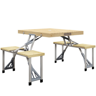 33.9'' Solid Wood Rectangular Portable Folding Table