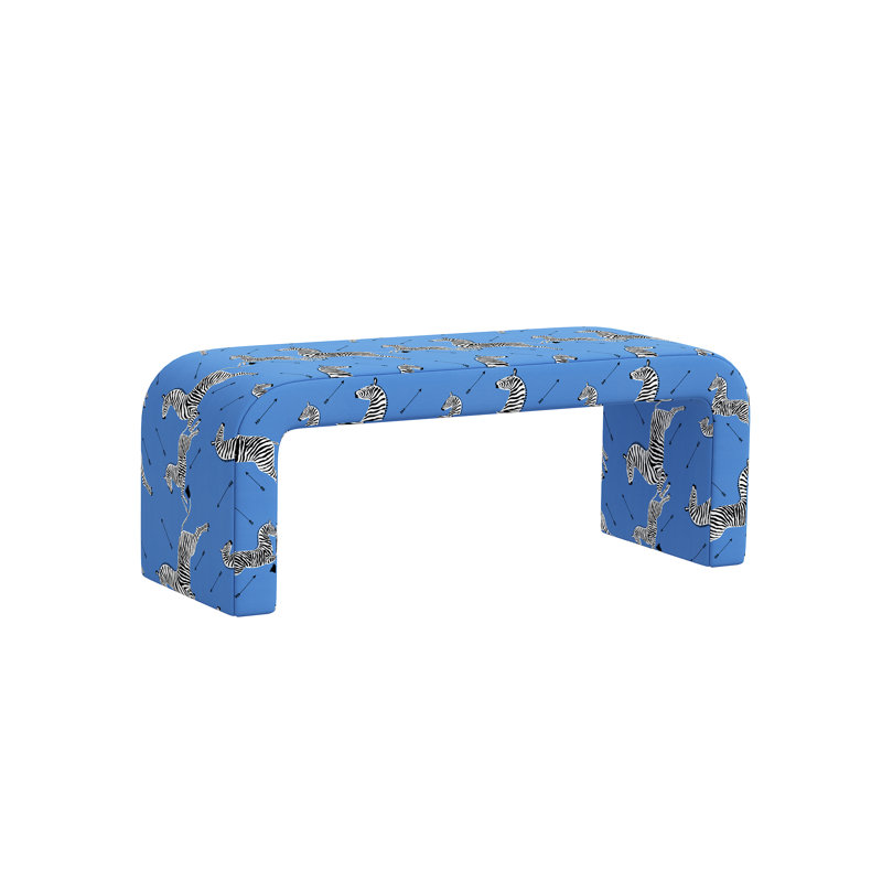 Banc Holland Holland de Scalamandre fabriqué par le banc Fabric & Company, Lin zébré SCM azur