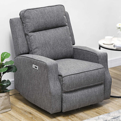 Eckart Electric Armchair, Fabric Recliner Chair with USB Port, Charcoal Grey