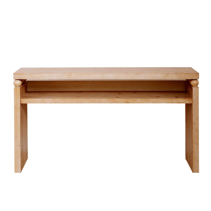 Lucca Modern Farmhouse Wooden Console Table With Decorative Ball Accents, Natural